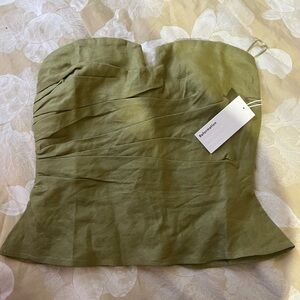 Reformation green Madelyn Linen Top